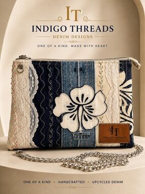 One-of-a-Kind Lace & Floral Denim Crossbody Bag